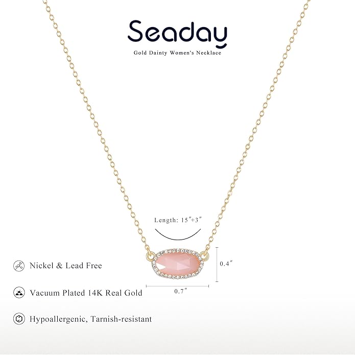SEADAY 14K Real Gold Plated Necklace for Women,Valentines Gifts for Women,Pendant Necklace Everyday Wear,Fashion Jewelry,Tarnish-resistant & Adjustable Length Chain