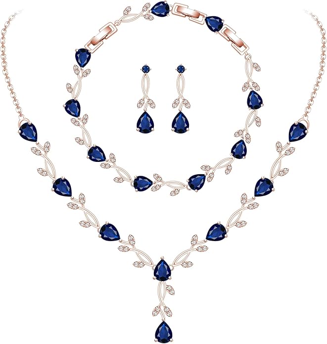 GZWHD Wedding Jewelry Sets for Bride Bridesmaid Women Cubic Zirconia Necklace Earrings Bracelet Set Gift for Mother Friend Wife Daughter Sister Party Prom Jewelry