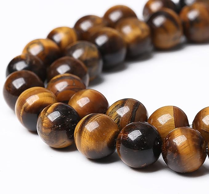 180PCS 4mm Natural Yellow Tiger Eye Stone Beads Semi Gemstone Round Loose Beads for Jewelry Making 32" 2 Strand DIY Bracelet Necklace Earrings