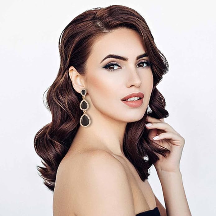 Vintage Rhinestone Teardrop Dangle Earrings Long Dangling Drop Earrings Crystal Chandelier Earrings for Women Wedding Bridal Prom