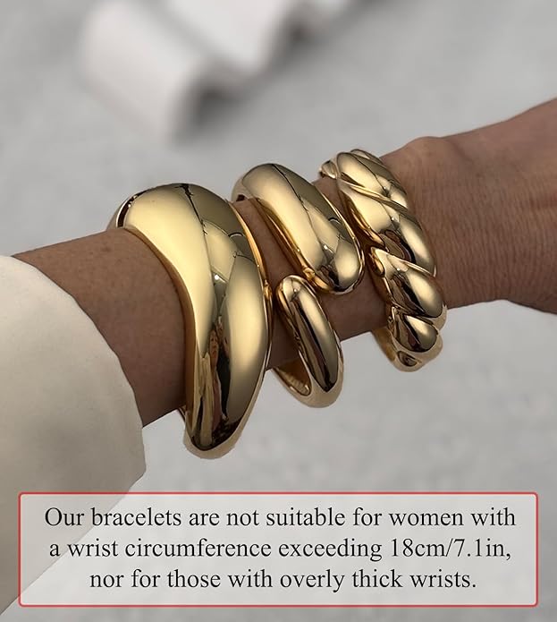 SAMOCO 3Pcs Chunky Gold Bangle Bracelets for Women Trendy Wide Wrist Cuff Bracelets Stack Statement Bangle Fashion Gifts