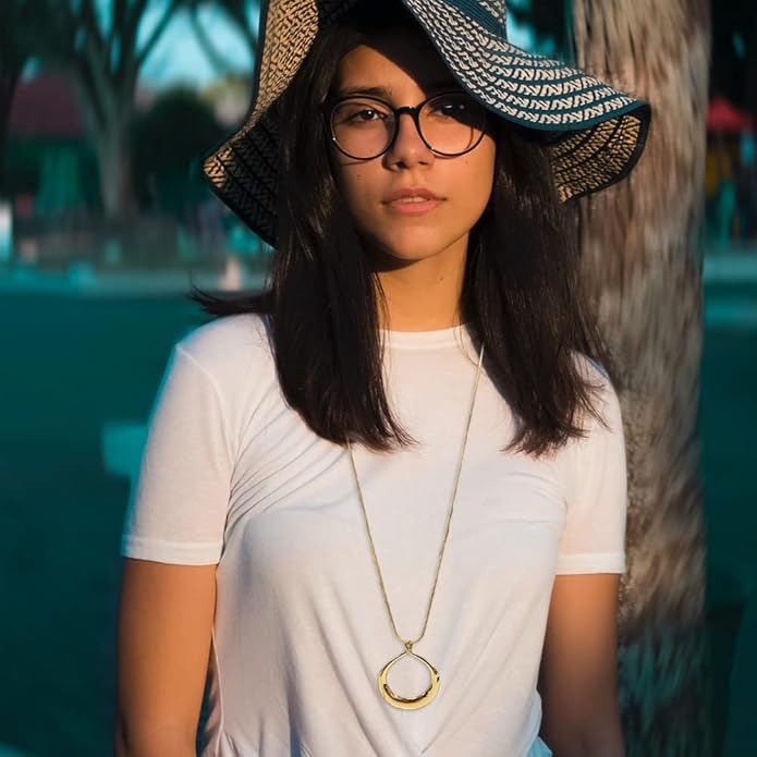 Madison Tyler Gold Plated Jewelry Set for Women | Silver Teardrop Pendant Necklace Trendy | Long Necklace with Snake Chain | Fashion Dangle Earring Set