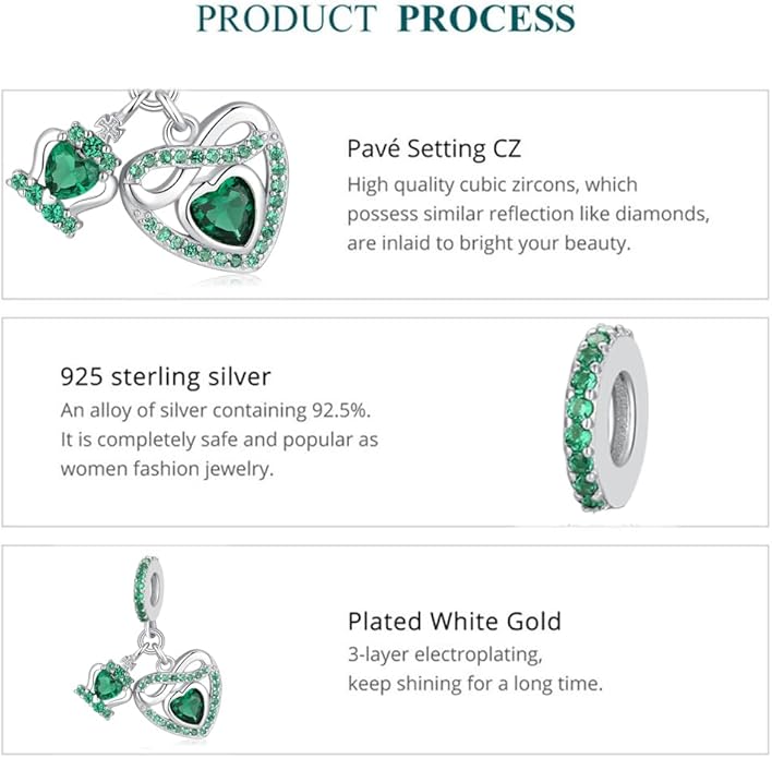 Birthstone Charms for Pandora Charms Bracelets - 925 Sterling Silver Infinity Heart Dangle Charm fit Bracelet and Necklace Birthday Jewelry Gifts For Women