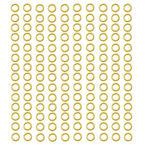 300 pcs Gold Plated Stainless Steel Split Rings Jump Rings Connector Rings for Jewelry Making Necklaces Bracelet Earrings Keychain DIY Craft (13297-Gold, 4mm) - size: 4mm