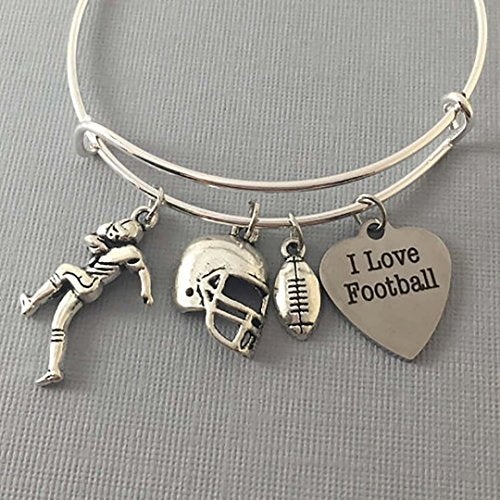 Youdiyla 60PCS Football Theme Charms Collection - Mixed Antique Silver Rugby Player Helmet Metal Alloy Pendants for Jewelry Making DIY Findings (M131) - color: Football Theme Charms