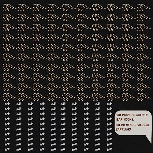 925 Sterling Earring Hooks 200PCS Silver+14K Gold Jewelry Making Supplies Hypoallergenic Ear Wires Fish Hook Earring Findings with 200PCS Clear Rubber Earrings Backs for DIY Jewelry Making Bulk - color: 200pcs gold and silver