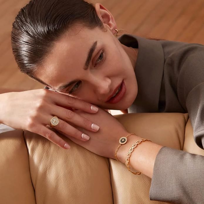 PERNNLA PEARL Dainty Gold Bar Bracelet for Women Simple Delicate Thin Cuff Bangle Hook Bracelet 18K Gold Plated Handmade Minimalist Jewelry