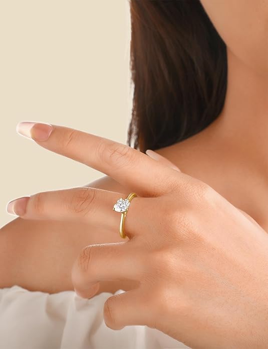 Elspeth 925 Sterling Silver Heart Engagement Ring for Women Heart Cut Cubic Zirconia Promise Ring Size 4-10