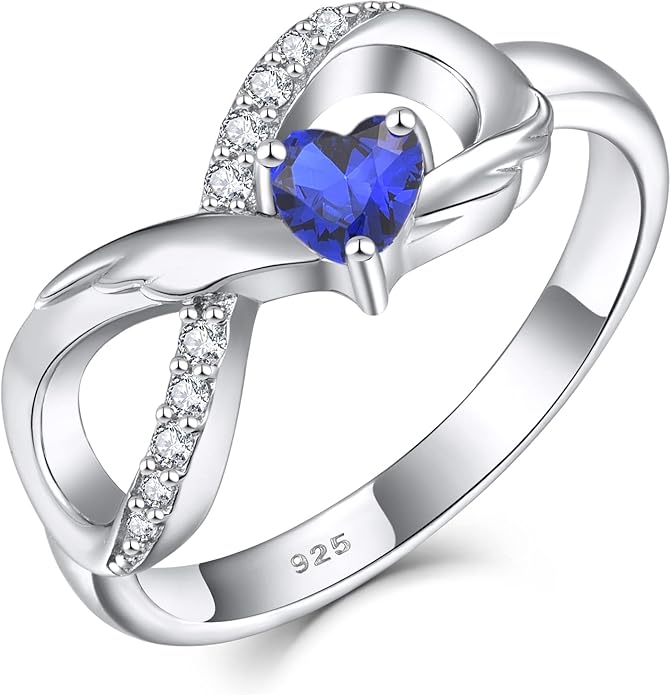 STARCHENIE Infinity Promise Ring 925 Sterling Silver Angel Wings Heart Ring for Women Size 5-10
