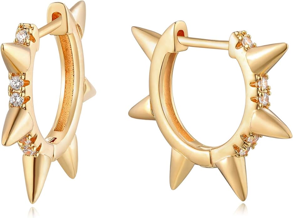MYEARS Women Earrings Gold Huggie Hoop Ear Stud Cuff 14K Small Simple Hypoallergenic Everyday Jewelry