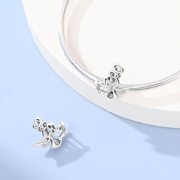 LIGHTDOG 925 Sterling Silver Charm fits Pandora Charm Bracelet Necklaces Pendant Bead Charms Jewelry Gift for Women Family Friends