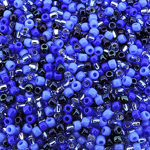 Toho Japanese Seed Beads Round Rocaille Size 11/0, 28 Grams, 6 Inch Tube, Blue Medley Mix