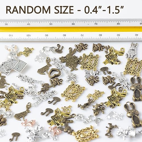 stino 100g Metal Pendant Charms for Jewelry Making, Bulk Silver & Gold Plated Charms for Braclet Necklace Crafts, Animal Plant Flower Pet and so on - color: Rabbit Silver & Bronze