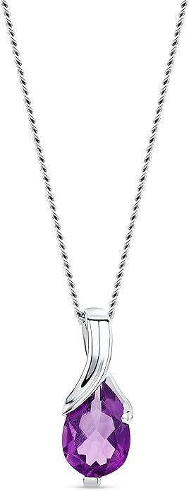 Orovi 14K Gold Necklace for Women in 14K Yellow Gold/White Gold 585 with Ruby/Sapphire/Emerald/Topaz/Amethyst Gemstone/Birthstone Pendant Necklace and Gold Chain 17.7 ″ Long - Women's Jewelry