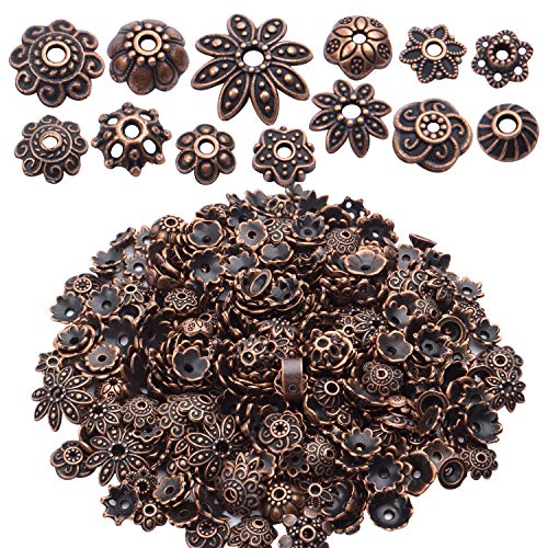 BronaGrand 100 Gram(About 180-350pcs) Bead Caps Metal Spacers Jewelry Findings Accessories for Bracelet Necklace Jewelry Making,Antique Copper - color: Antique Copper