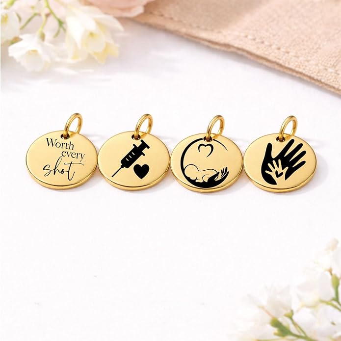 SM Design Pregnancy & New Baby Charm Set – Set of 4 Meaningful Stainless Steel Charms – Great for Crafting, Making Bracelets and Necklaces - Meaningful Keepsake Charms for Expecting & New Moms