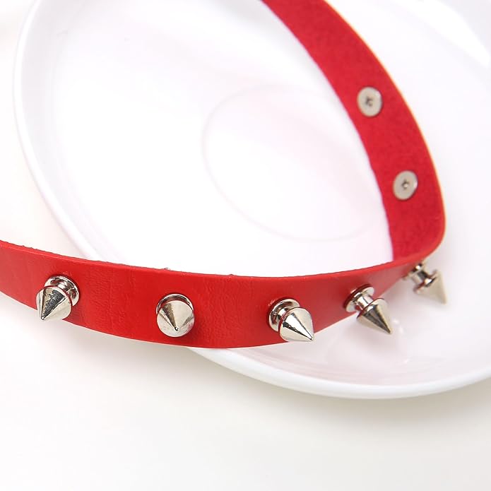 HZMAN Fashion Women Men Cool Punk Goth Metal Spike Studded Link Leather Collar Choker Necklace