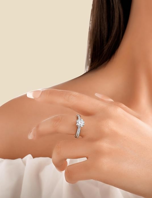 Elspeth 925 Sterling Silver Engagement Ring for Women Oval/Radiant/Pear/Princess/RoundCut Cubic Zirconia Promise Ring Size 4-10