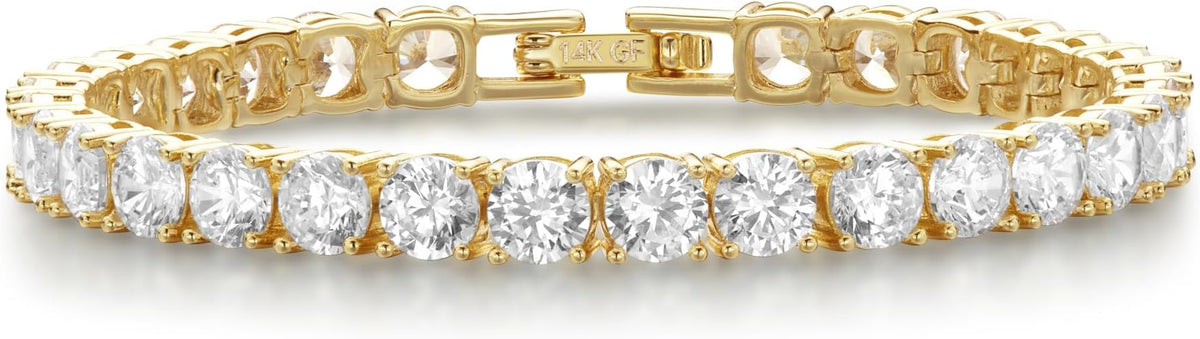 14K Gold Filled Tennis Bracelet for Women-3mm,4mm 5mm CZ Stone Classic Gold Bracelet for Women, Valentines, Mothers, Christmas Jewelry Gift for Women