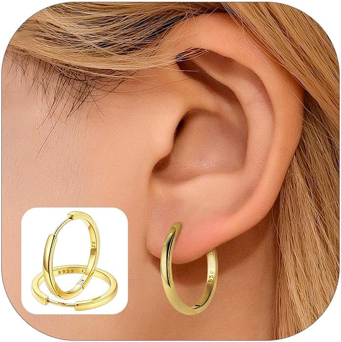 FaithHeart Sterling Silver Hoop Earrings for Women, Hypoallergenic Huggie Hoop Earrings Lightweight Small Cartilage Earrings Hoop Earring Dainty Everyday Earrings 6/8/10/12/14/15/16/18/20mm