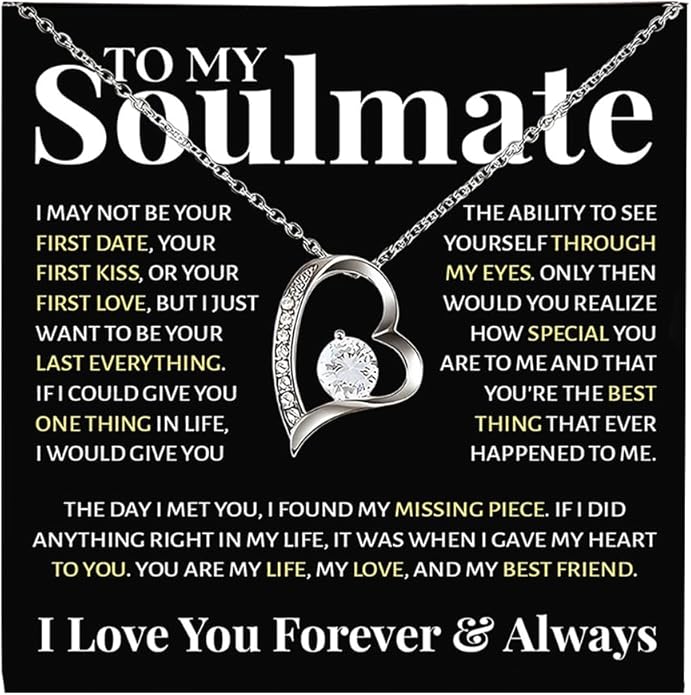 To My Beautiful Soulmate Necklace For Women, Necklace For Wife From Husband, Girlfriend Necklace From Boyfriend, Wife Birthday Gifts From Husband, Gifts Boxes For Women, Soulmate Necklace For Her