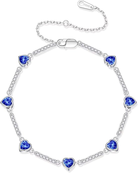 Iefil Valentines Day Gifts for Her - 925 Sterling Silver Heart Charm Link Bracelet, Anniversary Birthday Gifts for Women Wife Mom Girlfriend Daughter, 6"+2"