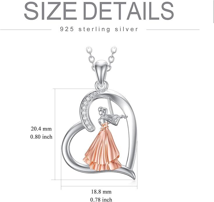 Violinist Necklace Sterling Silver Music Crystal Jewelry Saxophone Cello Violin Piano Flute Music Note Necklace Music Gifts for Women Girl Daughter