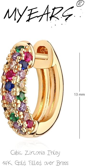 MYEARS Women Earrings Gold Huggie Hoop Ear Stud Cuff 14K Small Simple Hypoallergenic Everyday Jewelry