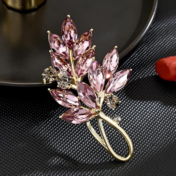 Leaf Brooches Rhinestone Freshwater Pearls Ginkgo Leaves Brooch Pin 18k Gold Plated Leaves Lapel Pins Jewelry Valentine's Day Birthday Gifts for Women Girls