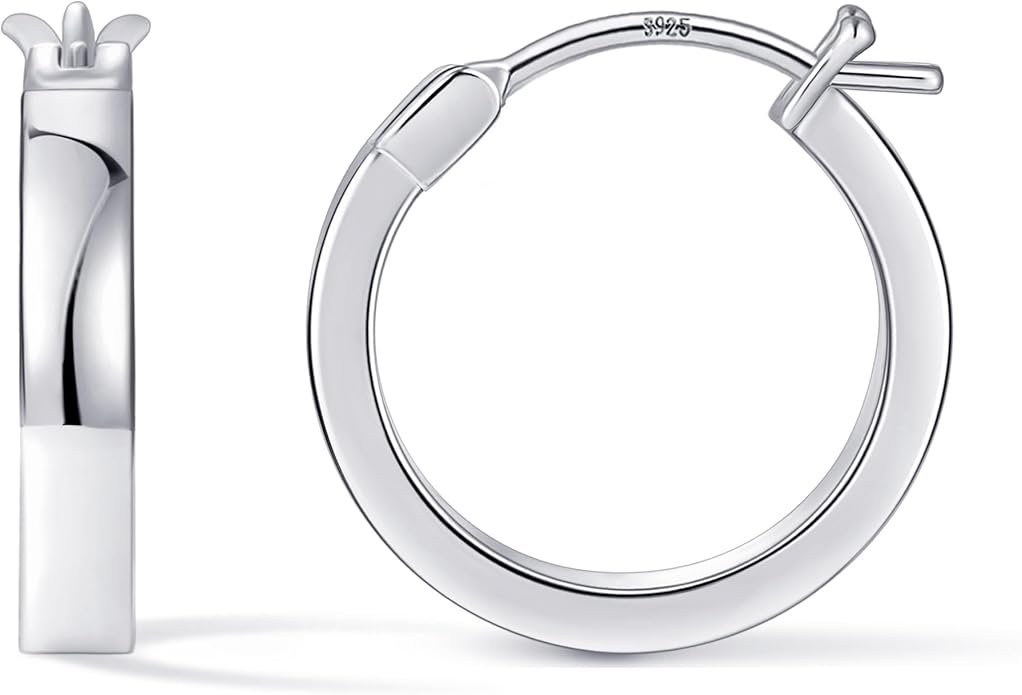 Gacimy Flatted Hoop Earrings for Women 14K Gold Plated with 925 Sterling Silver Post