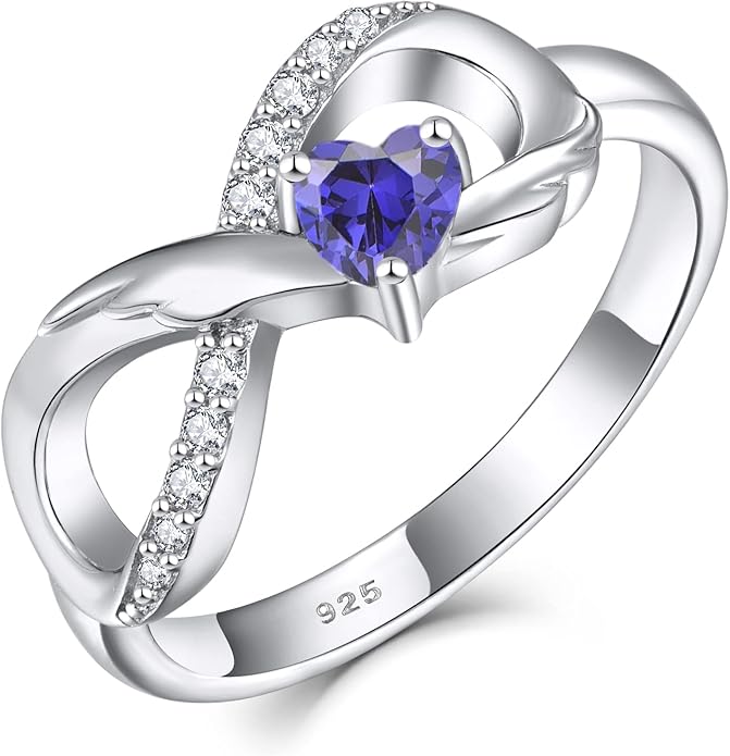 STARCHENIE Infinity Promise Ring 925 Sterling Silver Angel Wings Heart Ring for Women Size 5-10