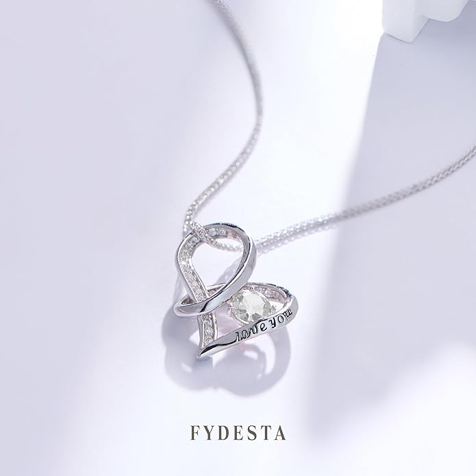 Enduring Hearts Purple Zircon Necklace for Women - 14K Gold Plated Copper Infinity Pendant, Dainty Everyday Jewelry