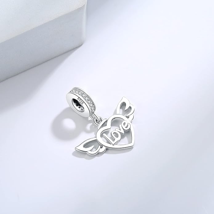 925 Sterling Silver Charms Fit Pandora Charms Bracelet I Love You to The Moon and Back Fit Wife Mom Christmas Birthday Gift