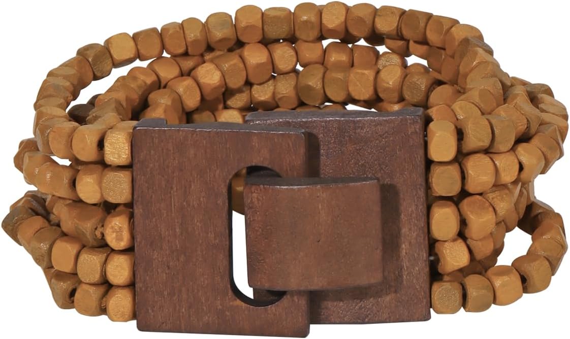 Coiris Boho Bangle Bracelets for Women Wooden Beaded Bracelets Chunky Bohemian Beach Bracelets Jewelry for Women