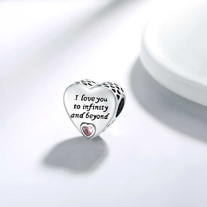 925 Sterling Silver Charms Fit Pandora Charms Bracelet I Love You to Infinity and Beyond Fit Wife Mother's Day Christmas Birthday Gift