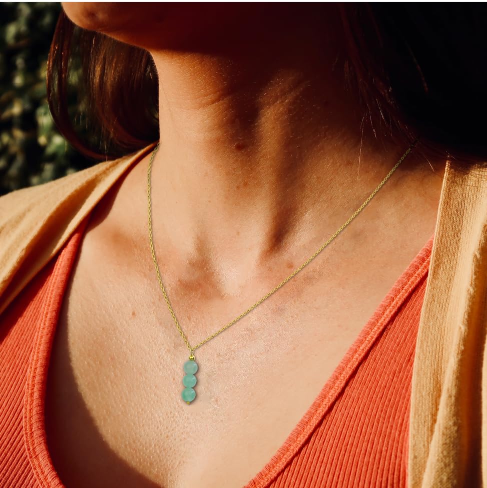 SmileBelle Crystal Necklace, Jade Necklace for Women as Anniversary Birthday Mothers Day Gifts for Women 14k Gold Black Tourmaline as Birthstone Jewelry for Girls Dainty Crystal Jewelry - color: Green Jade