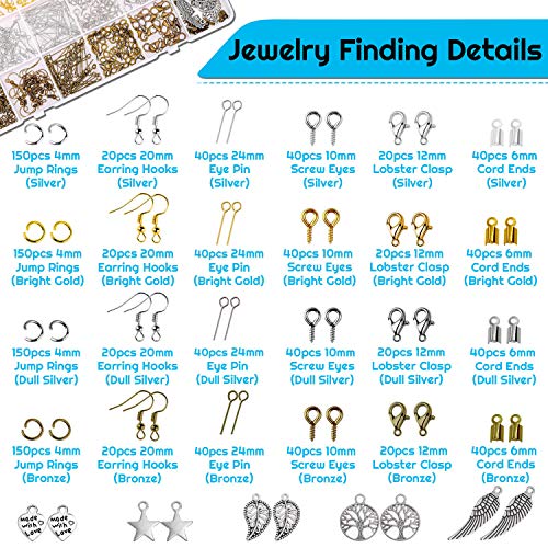 shynek Jewelry Making Supplies, 1597pcs Jewelry Kit with Jewelry Pliers Tools Jewelry Wire and Jewelry Accessories for Earrings, Necklaces, Bracelets Jewelry Making and Repair