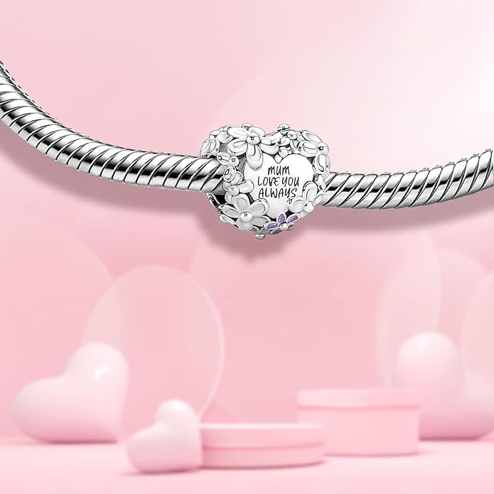 Family Mom Heart Charms 925 Sterling Silver Bead for Bracelets and Necklaces For Women Jewelry Present