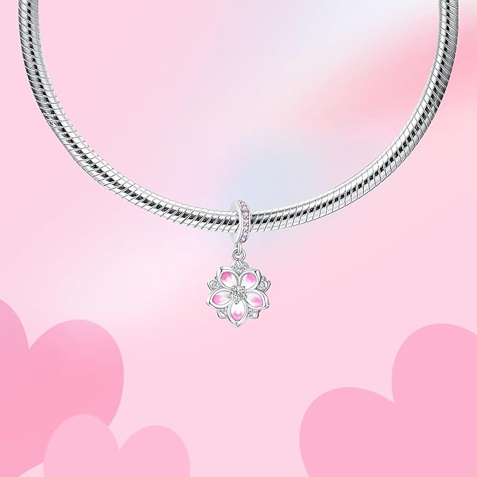 Birthday Fashion Love Heart Dangle Charm 925 Sterling Silver Charms fits Bracelets and Necklace Pendant Bead Charms Jewelry Present for Women Family Friends