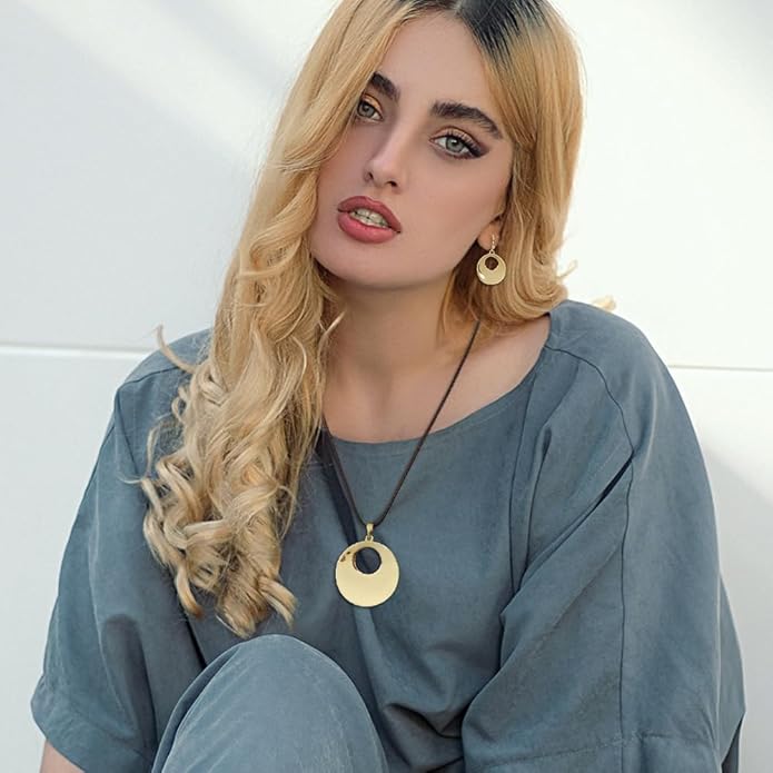 Madison Tyler Gold Plated Jewelry Set for Women | Silver Teardrop Pendant Necklace Trendy | Long Necklace with Snake Chain | Fashion Dangle Earring Set