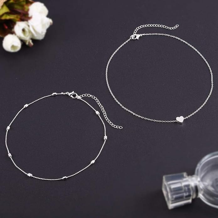 Tgirls Layered Heart Choker Necklace Tiny Puffy Heart Pendant Necklaces Ball Collar Jewelry for Women