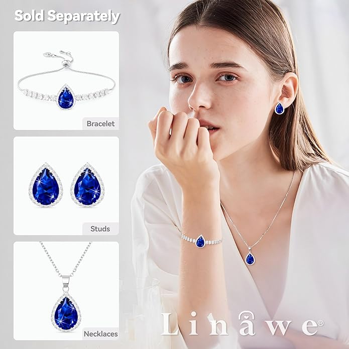 Linawe Crystal Imitation Diamond Rhinestone Charm Bracelets for Women, Gold/Silver/Rose Gold Adjustable Chain Bracelet, Teardrop Birthstone Cubic Zirconia Prom Costume Wedding Jewelry
