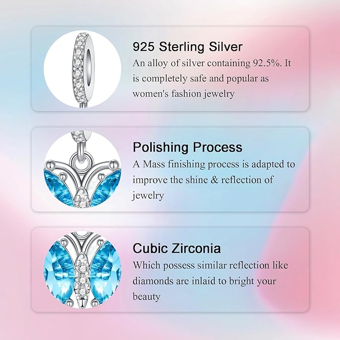 Birthday Fashion Love Heart Dangle Charm 925 Sterling Silver Charms fits Bracelets and Necklace Pendant Bead Charms Jewelry Present for Women Family Friends