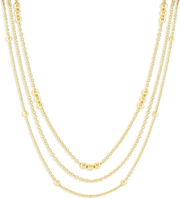 Milla Layered Necklaces for Women – 14K Gold Plated or Silver Plated Dainty Necklace Stack, Trendy Triple Chain Necklace Set