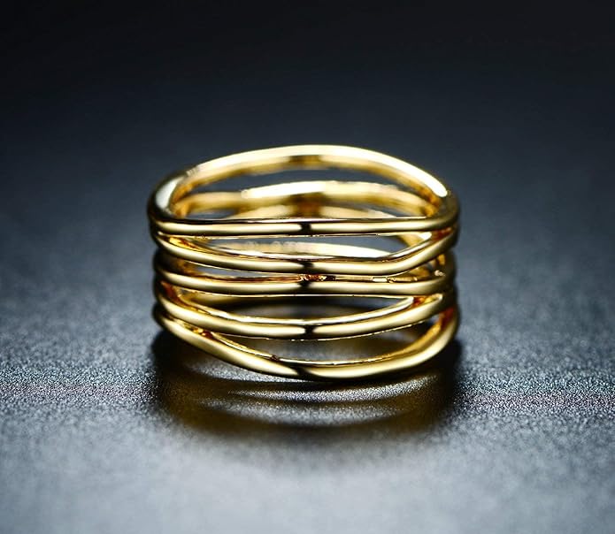 Barzel 18K Gold Plated Statement Ring For Women, Trendy Statement Ring, Sizes 5-10 - Made in Brazil