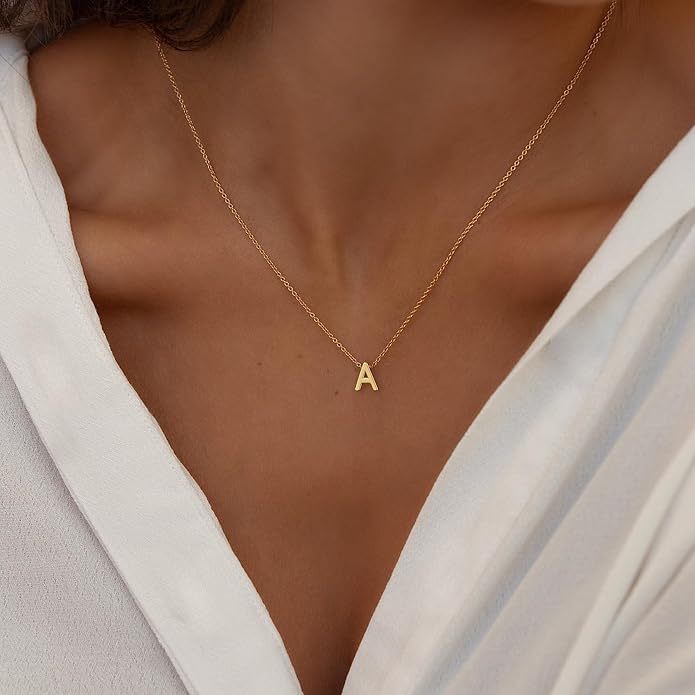 Layered Initial Necklaces for Women, 14k Gold Plated Letter Necklace Set Dainty Gold Initial Necklace Stack Cute Layering Choker Necklaces for Women Trendy Fashion Jewelry