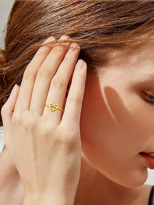 Bestyle 925 Sterling Silver Ring for Women, Minimalist Claddagh Ring Celtic Knot Ring for Women, Irish Promise Wedding Band, Gold/Rose Gold Vermeil Women Band Ring, Stackable, Gift for Her