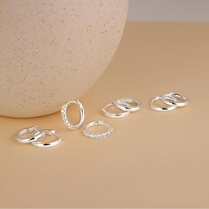 Small Gold Huggie Hoop Earrings Set for Women Men Hypoallergenic 14K Plated Stack Cartilage Earrings, Multiple Piercing Lightweight Mini Thin Cute Dainty Trendy Jewelry Set Christmas Gifts for Women