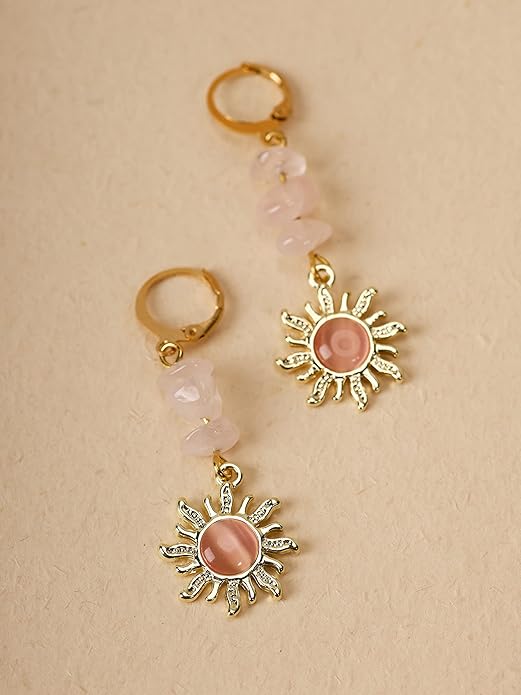 Sacina Boho Hippie Gothic Crystal Celestial Sun Earrings, Boho Earrings, Hippie Jewelry, Christmas Jewelry Gift For Women