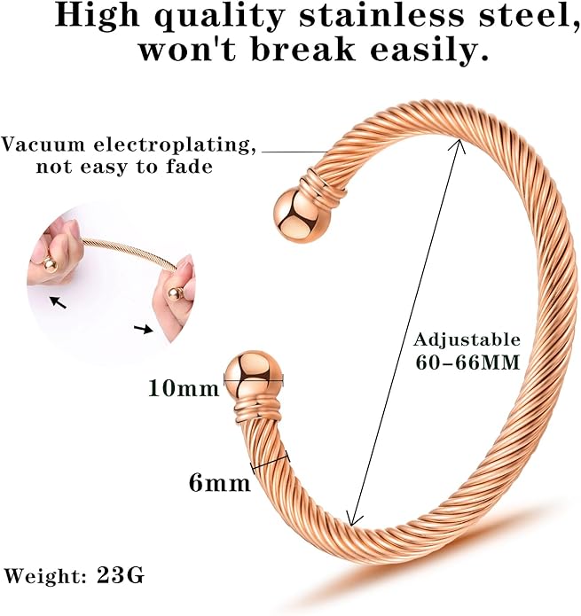 Stainless Steel Twisted Cable Wire Bracelets Adjustable Open Cuff Bangle Bracelet Vintage Jewelry Gift for Women